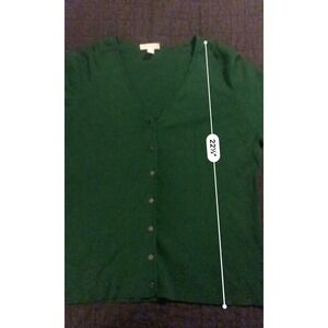 Charter Club Green V Neck Cardigan Sweater Classic Button Up Knit‎ Top